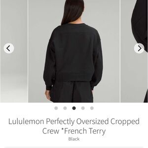 Lululemon Perfectly Oversized Cropped Crew *French Terry
Black NWT size 2
